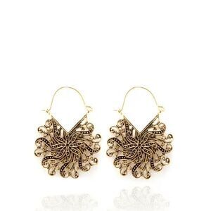 GOLD FLORAL BOHO DANGLE EARRINGS